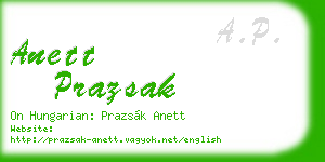anett prazsak business card